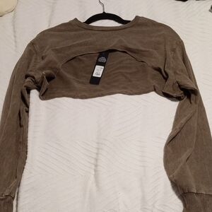 Fashion Nova Tan Long Sleeve Sweatshirt